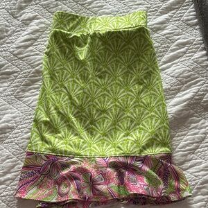 Green and Pink Patterned Women's Skirt